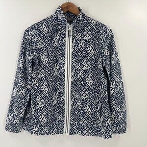 T by Talbots Athleisure Jacket MP Medium Petite‎ Geo Print Golf Tennis Preppy